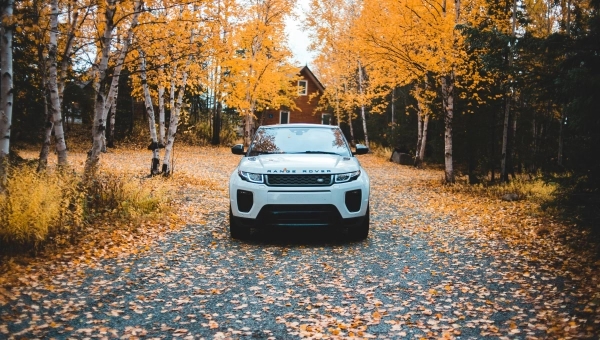 Automobil na kišnom putu prekrivenom lišćem – priprema auta za jesen i sigurnu vožnju