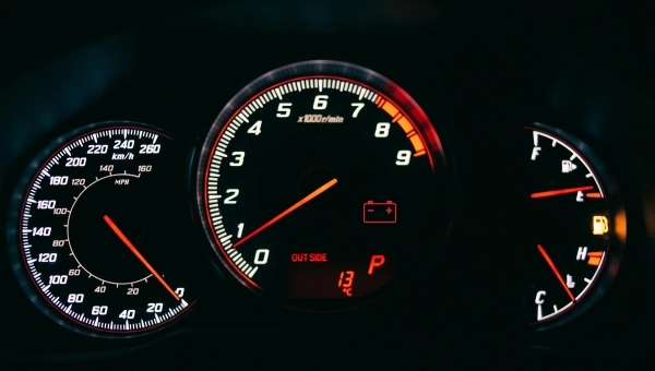 Instrument tabla automobila sa upaljenom lampicom akumulatora i upozorenjem na električni sistem