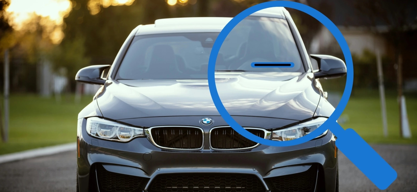 Pozicija VIN broja na vetrobranskom staklu automobila, primer na BMW vozilu